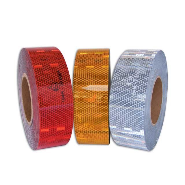 Светоотражающая самоклеящаяся лента 3М Scotchlight (Скотчлайт) арт. 983 -71(72,73), 55 мм х 50 п.м., (жёлтая, красная, белая) для жёстких поверхностей
